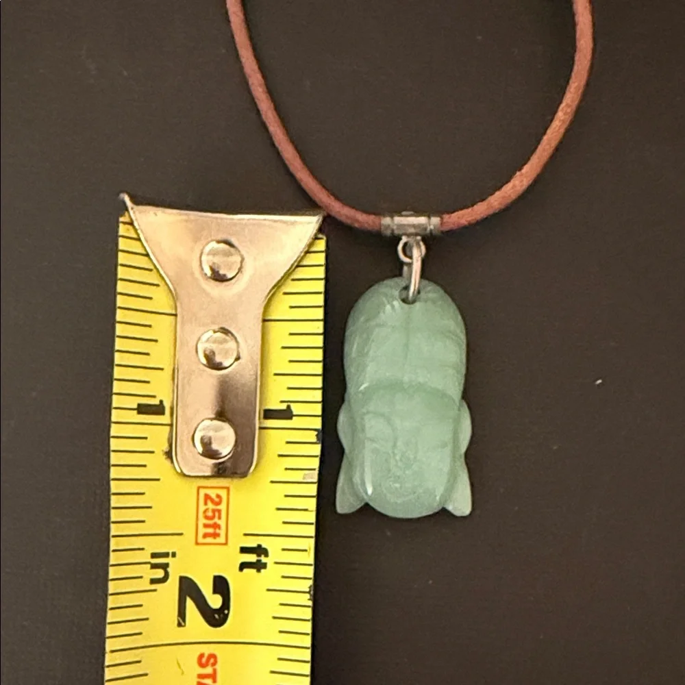 Green Jade Pendant with leather cord Necklace - Picture 5 of 5